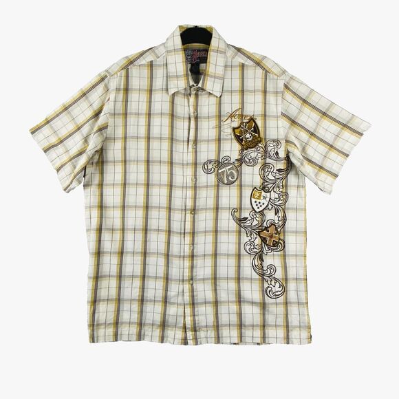 Avirex Plaid Men's Shirt Size XL Short‎ Sleeve Button Up - Picture 1 of 12